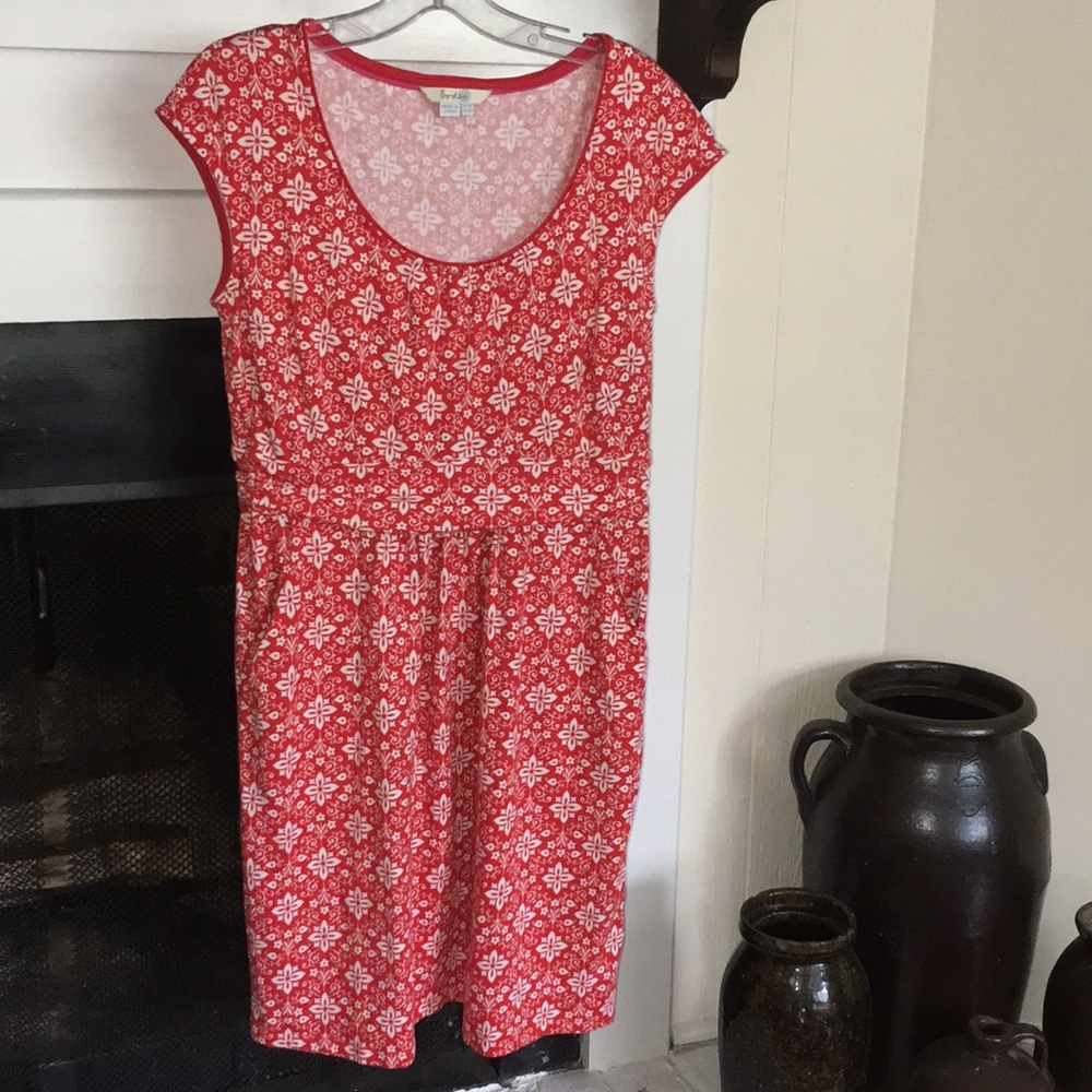 Boden red and white dress